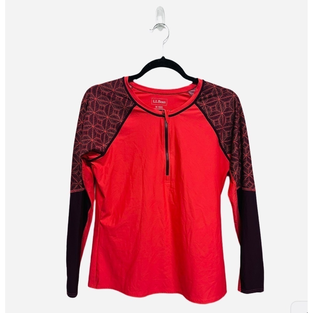 L.L. Bean Women's Rash Guard Coral Size Medium Swimsuit Top Beach Wear